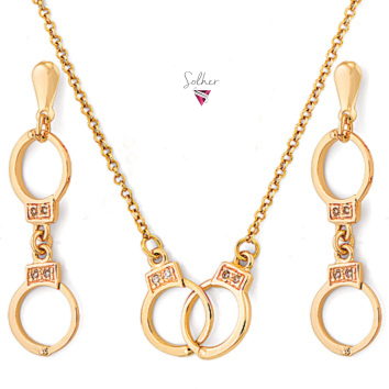 Conjunto Esposas Unidos  Gold Con Circónita .