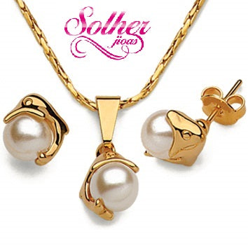 Conjunto Delfín Gold Con Perla .