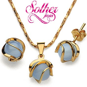 Conjunto Esfera Envuelta Piedra Natural de colores Gold.