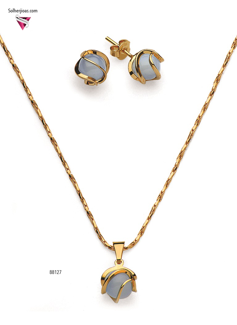 Conjunto Esfera Envuelta Piedra Natural de colores Gold.