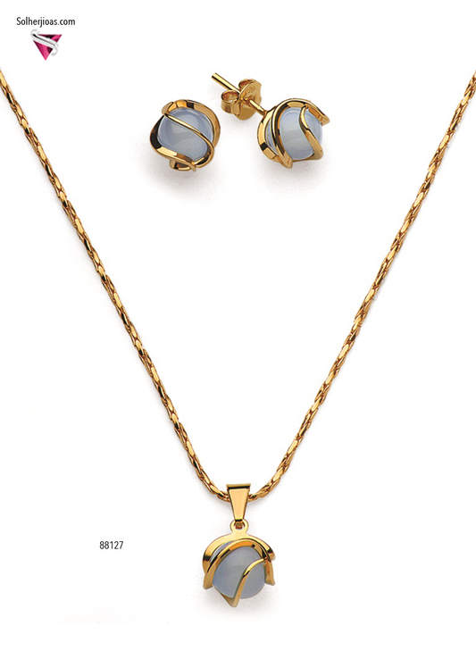 Conjunto Esfera Envuelta Piedra Natural de colores Gold.