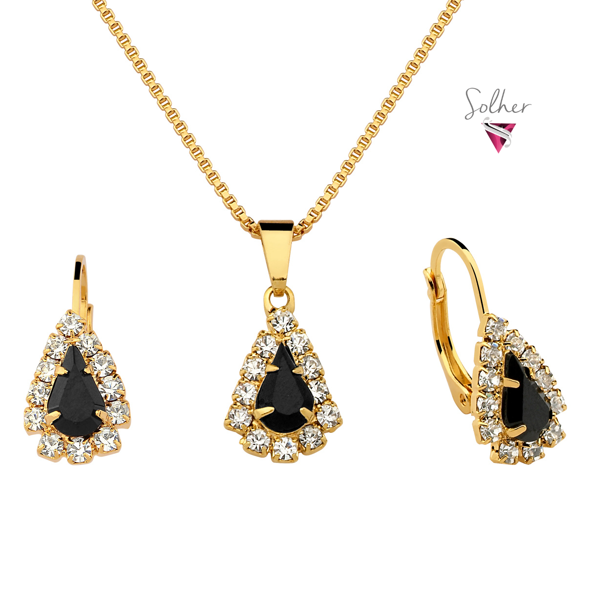 Conjunto Aguamarina Gold con Circonitas .
