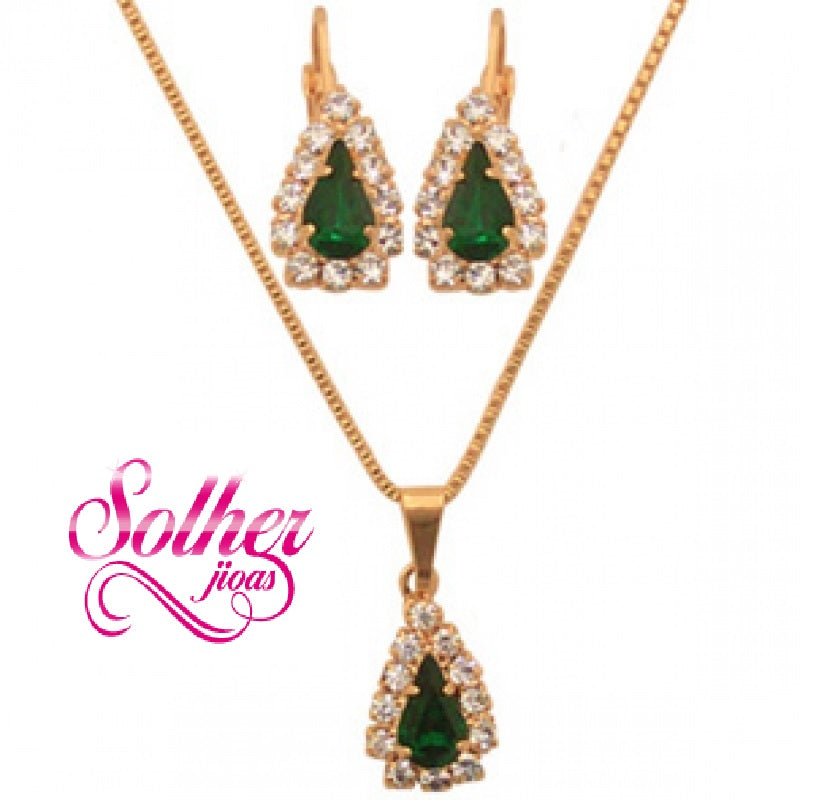 Conjunto Aguamarina Gold con Circonitas .