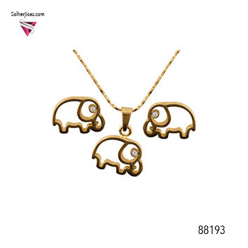 Conjunto Elefante Red con Circonitas Gold