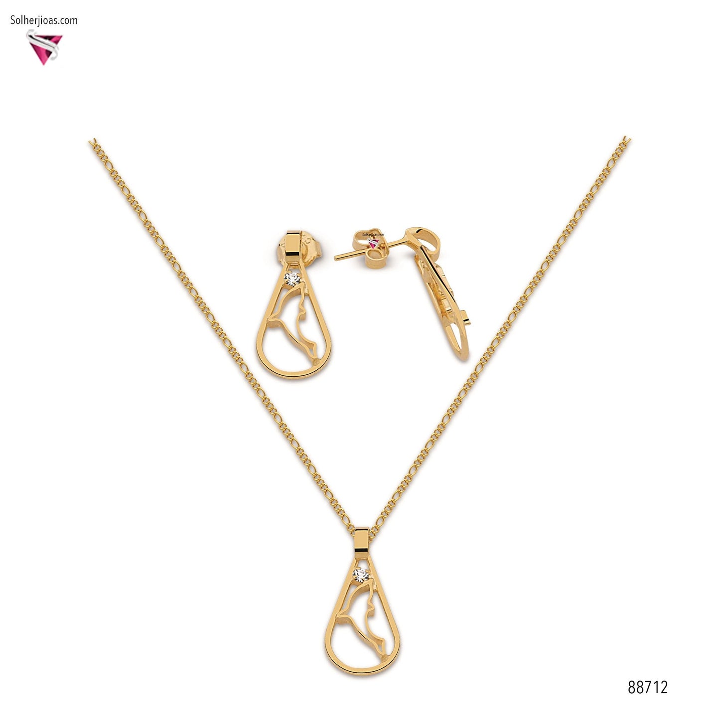 Conjunto Delfín Gold con Circónitas .