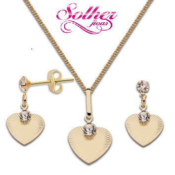 Conjunto Corazon Gold Con Circónitas Finas .