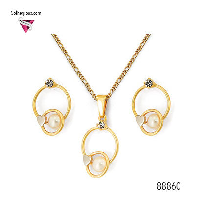Conjunto ARAL Con Perla Gold Con Circónita .