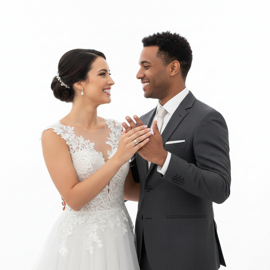 Alianzas en Oro rosa y Oro blanco bicolor tallada c 100% Oro de 18 kilates. Terminación en brillo.