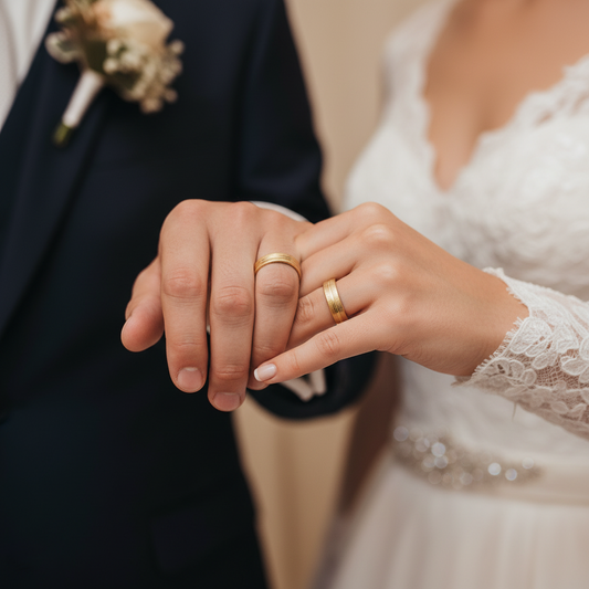 Alianza tallada matizada con dos líneas en brillo.