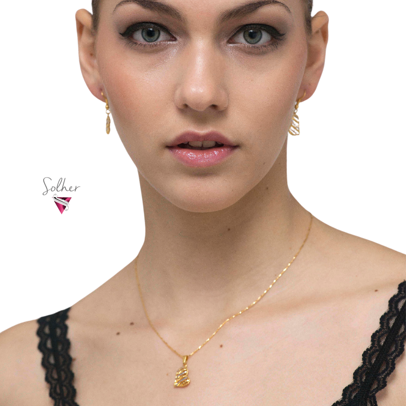 Conjunto Corazon Lirios De Amor Gold