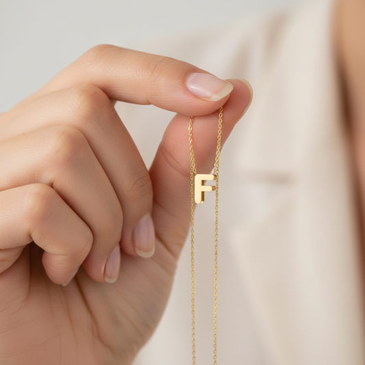 Gargantilla Con Letra Mini de A -Z 100% Oro de 18 Kilates ..