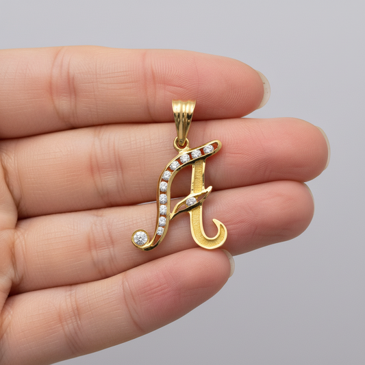 Colgante de Letra de A - Z con Circonitas 100% Oro de 18 kilates