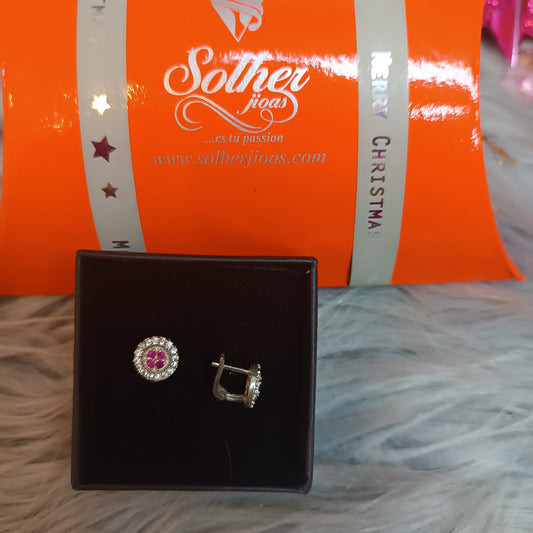 Pendientes con Circonita amatista con cierre Omega