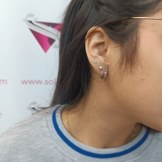 Argollas T.xm con circonitas de colores 🌈 plata