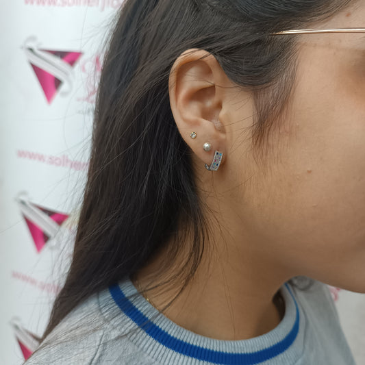 Argollas con Circonita finas de colores 🌈