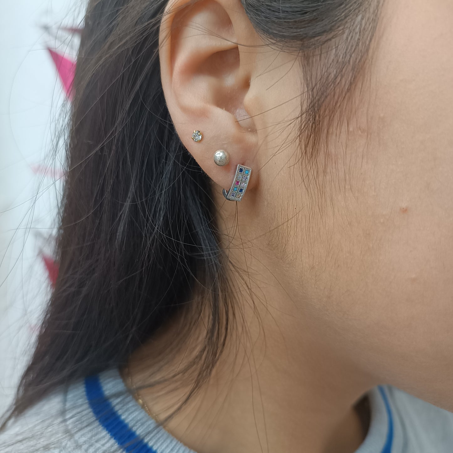 Argollas con Circonita finas de colores 🌈