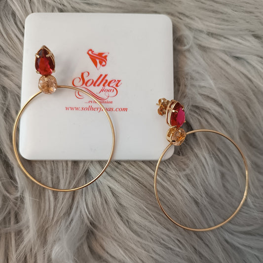 Pendientes Aro con Circón Oval