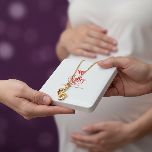 Cadena con colgante 👣 Piesitos con Piedra Ámbar Gold.