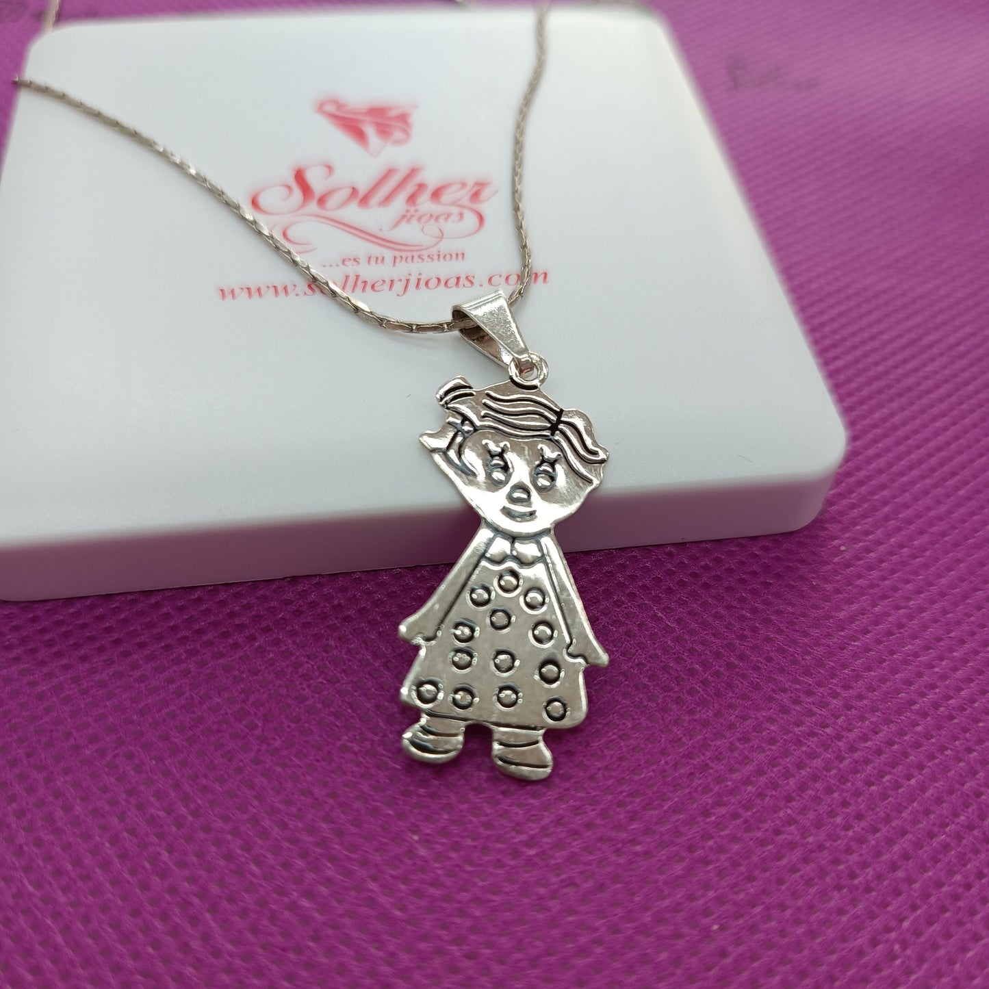 Cadena con Colgante Niña Personalizado Plata