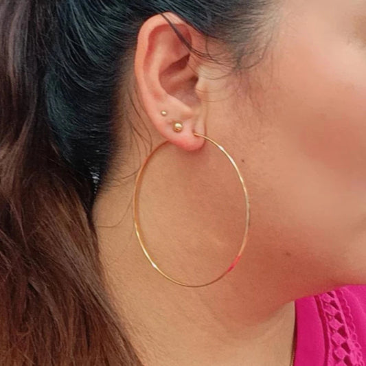 Argollas Hilo Cuadrado Tamaño XXL Gold