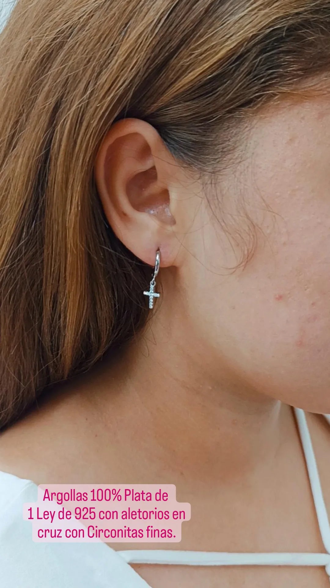 Argollas con aletorio crucifijo ✝️ Plata