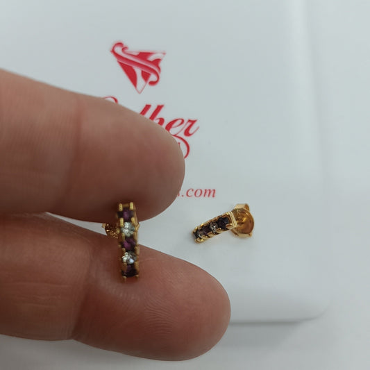 Pendientes con Circonitas en Amatista y Blanco