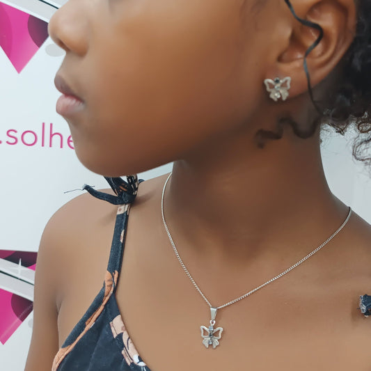Conjunto lazos con Circonitas Plata.