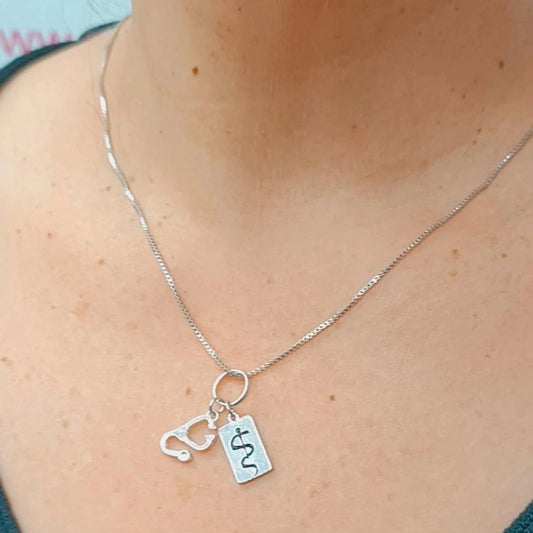Cadena y Colgante Médicos Plata