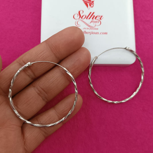 Argollas Trenzadas plata Tamaño xl