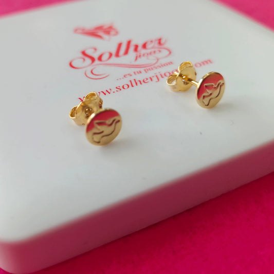 Pendientes Paloma Simbología del Espíritu Santo liso Gold.