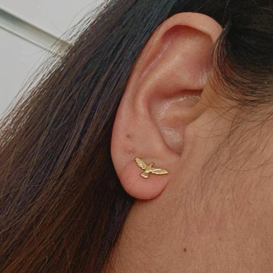 Pendientes Paloma Simbología del Espíritu Santo con Relieve Gold