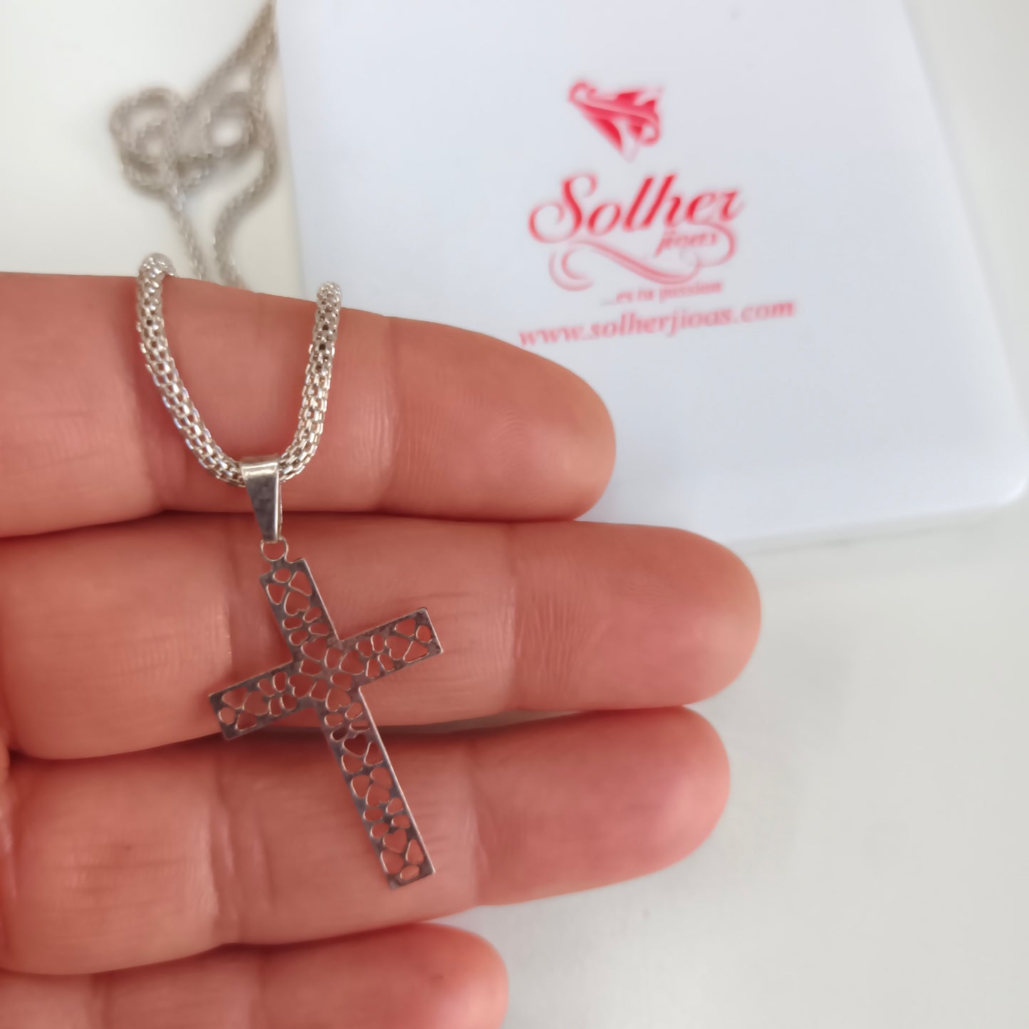 Cadena ⛓️ con Colgante Cruz Filigrana Plata