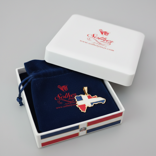 Colgante Mapa Republica Dominicana 🇩🇴 Gold.