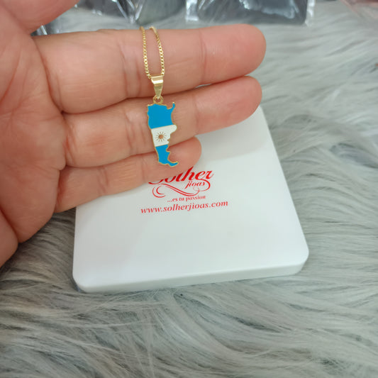 Cadena con Colgante Argentina M Gold.
