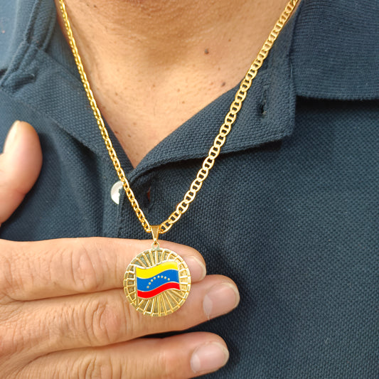 Cadena ⛓️ con Colgante Medalla 🏅 Venezuela 🇻🇪 T. M