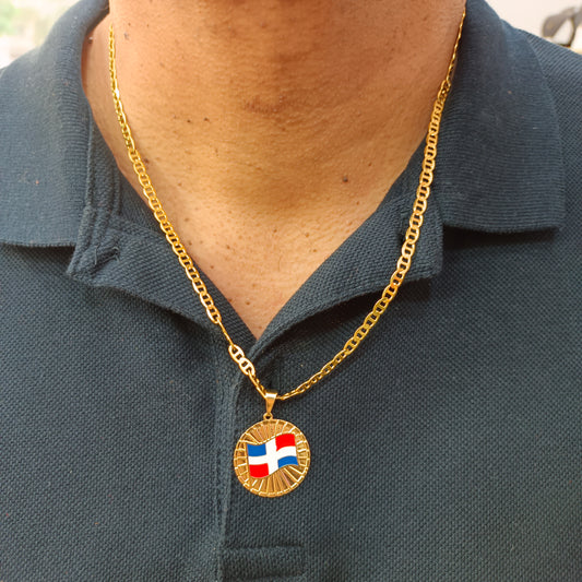 Cadena con Colgante Medalla República Dominicana 🇩🇴 T: M