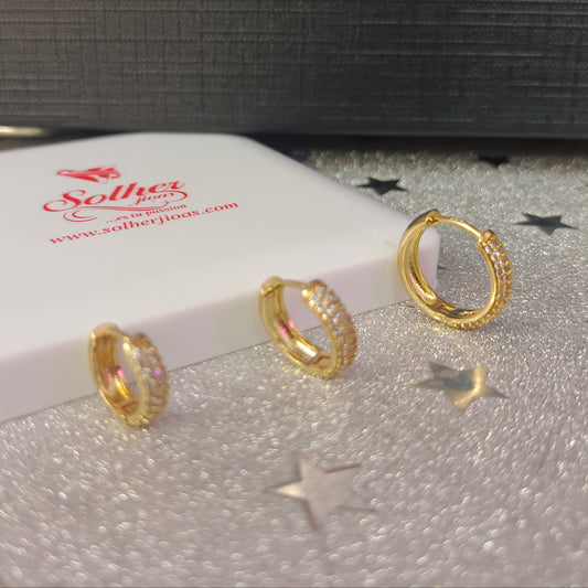 Argollas Trio con Circonitas finas Gold.