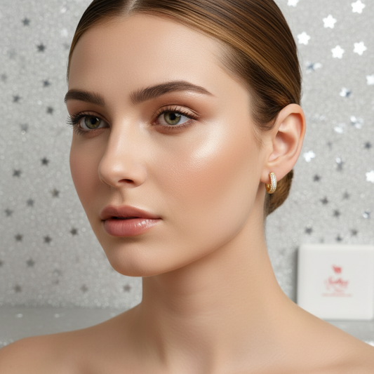 Argollas con circonitas finas Gold. T:M