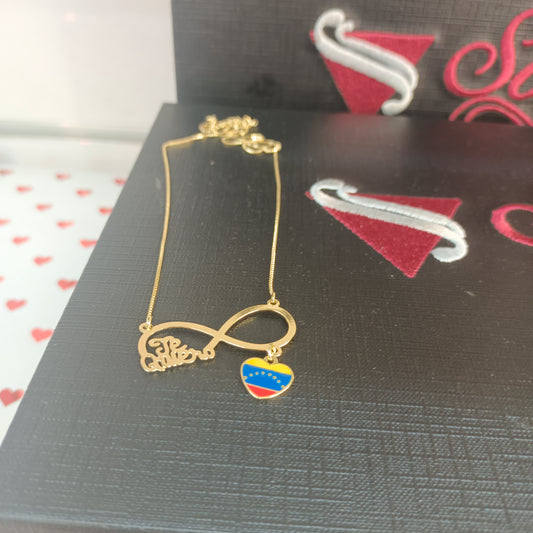 Gargantilla Infinito Venezuela ♾️ cómo " Te quiero" 🇻🇪💝 Gold.