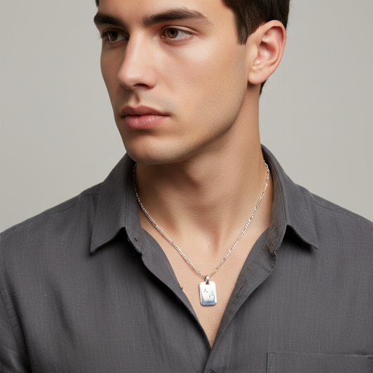 Cadena ⛓️ con Colgante Placa Rectangular T. S Silver.