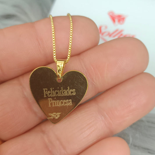 Cadena ⛓️ con Colgante corazón ❤️ para personalizar Gold.