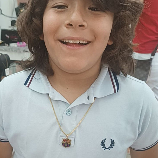 Cadena con colgante escudo Barça Gold.