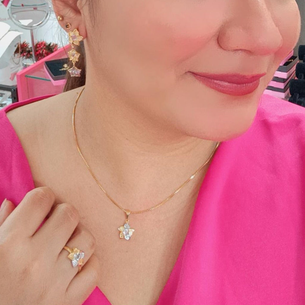 Conjunto Flores Tres Gold