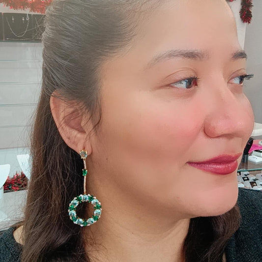 Pendientes Exclusive Gold Piedras Swarovski Peritot y Translucido