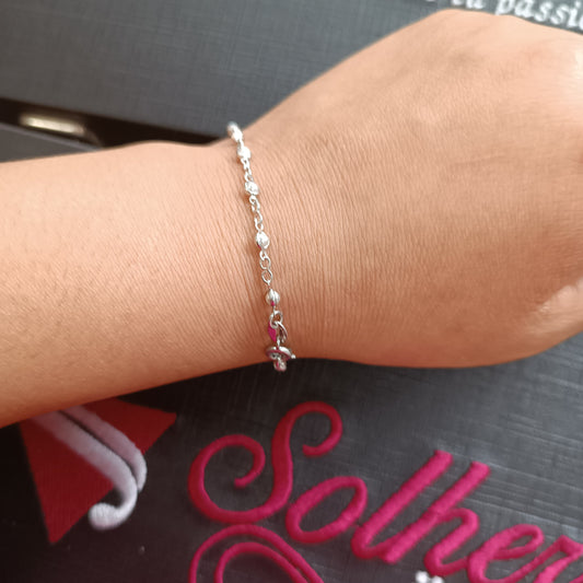 Pulsera Con Mini Perlitas Plata.