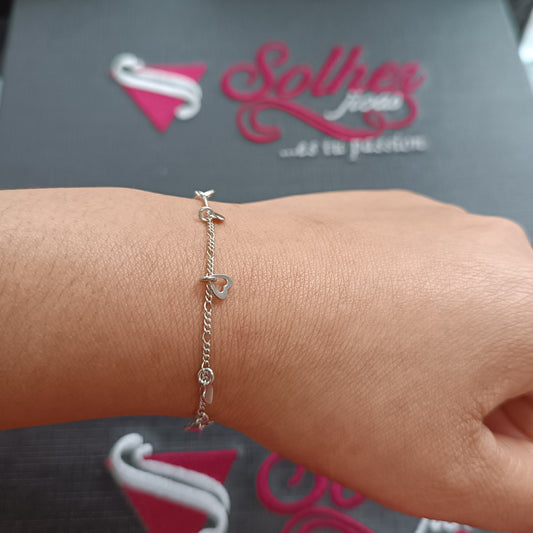 Pulsera Corazones Plata