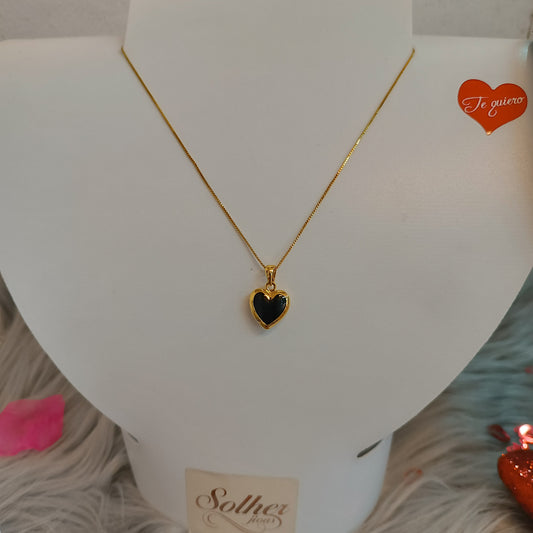 Cadena con Colgante Corazon Onix Gold.