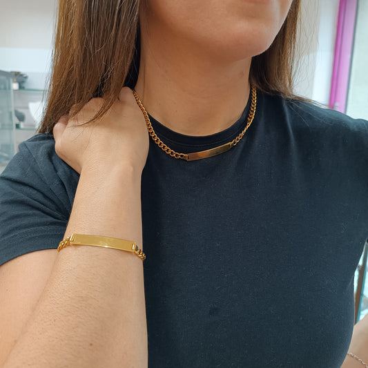 Conjunto Gargantilla con Pulsera para Personalizado Gold.