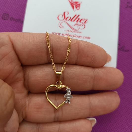 Cadena con colgante corazón niño gold