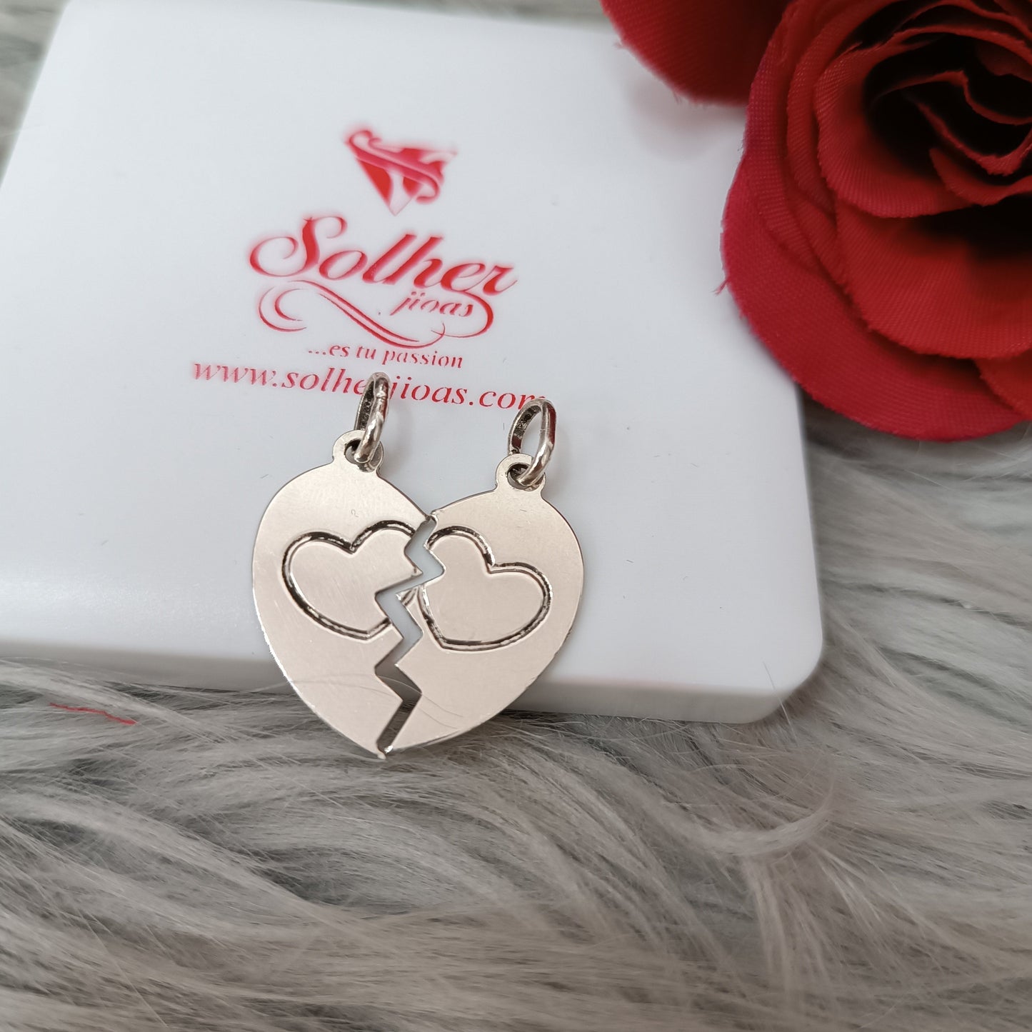 Cadenas corazón para parejas Plata.